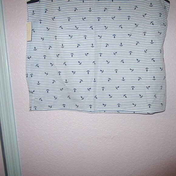 NWT Talbots LINEN Blend Size L BLOUSE Tank TOP V-Neck SLEEVELESS Nautical ANCHOR - Picture 7 of 8